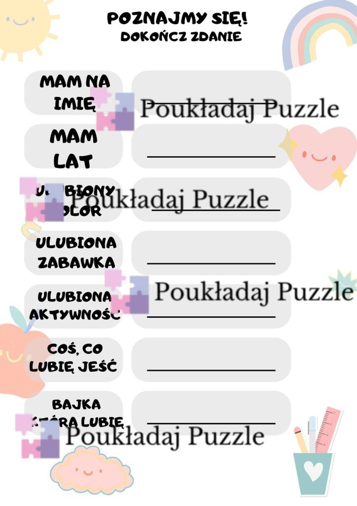Poznajmy sie - karty pracy wstęp do emocji