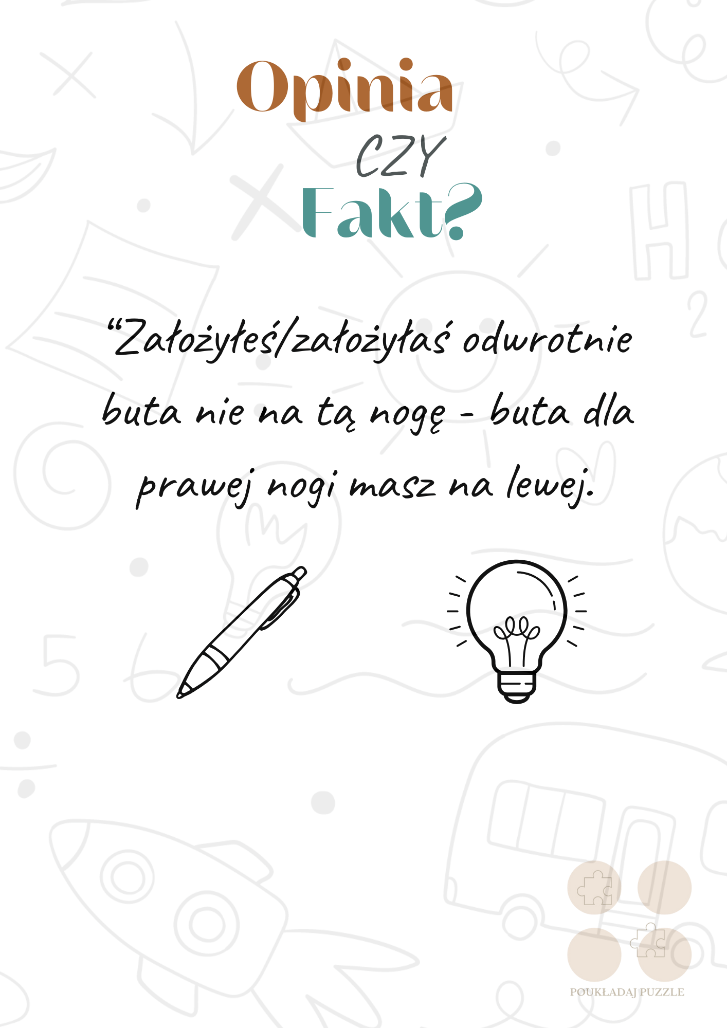 Fakty i opinie zestaw kart pracy