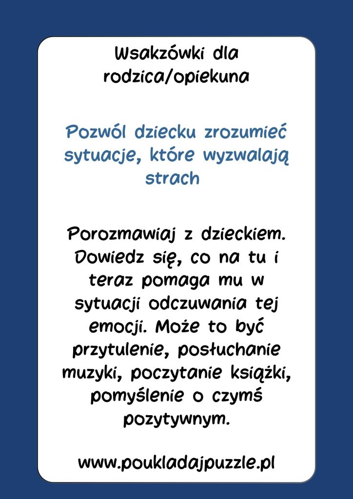 wskazówki dla rodziców karty pracy strach emocja