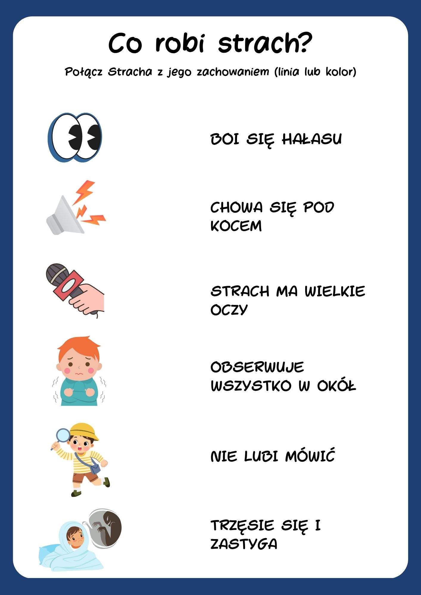 Co robi strach ? połącz obrazki