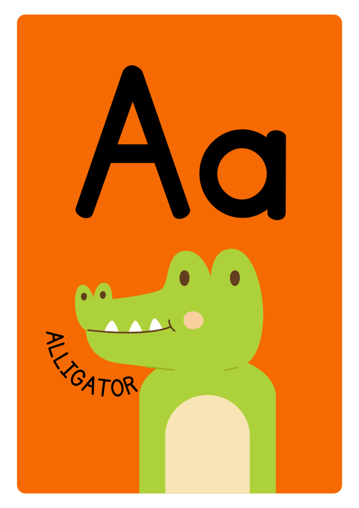 alfabet-dla-dzieci-bez-polskich-znakow-do-druku litera a "aligator"