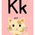 alfabet dla dzieci do druku litera " k" z kotem